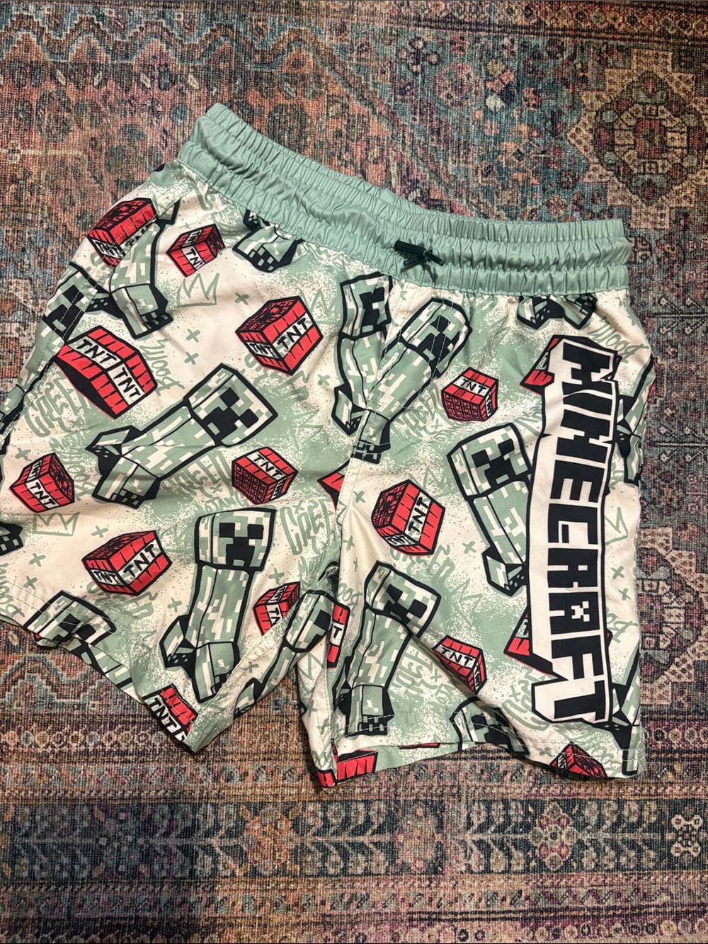 Minecraft Kids' Green Creeper Swim Trunks